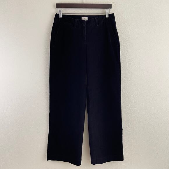 LL Bean Corduroy Pants Women's 10 Regular Black Straight Wide Leg 0GLV2 - Picture 1 of 11